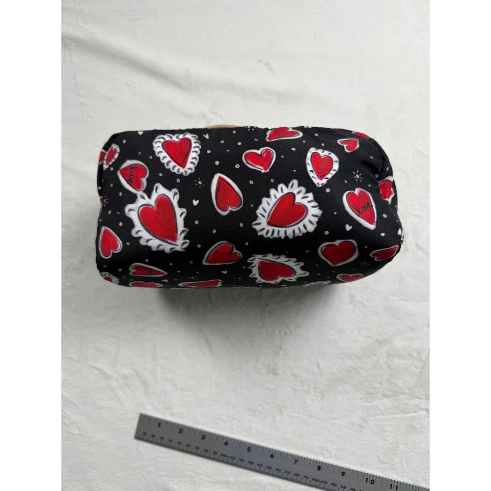 Brighton Love Hearts Cosmetic Bag Black Red Travel Makeup Organizer Case
